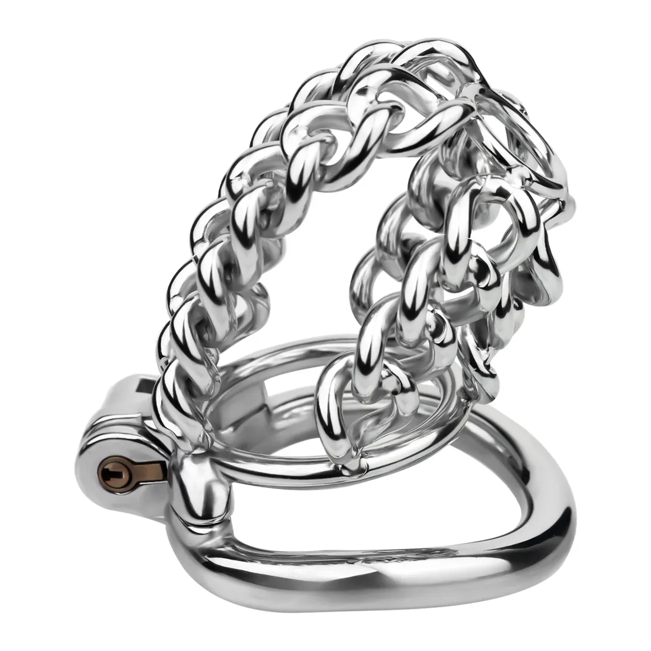 Thick Chainmail Chained Steel Chastity Cage-WeLovePlugs