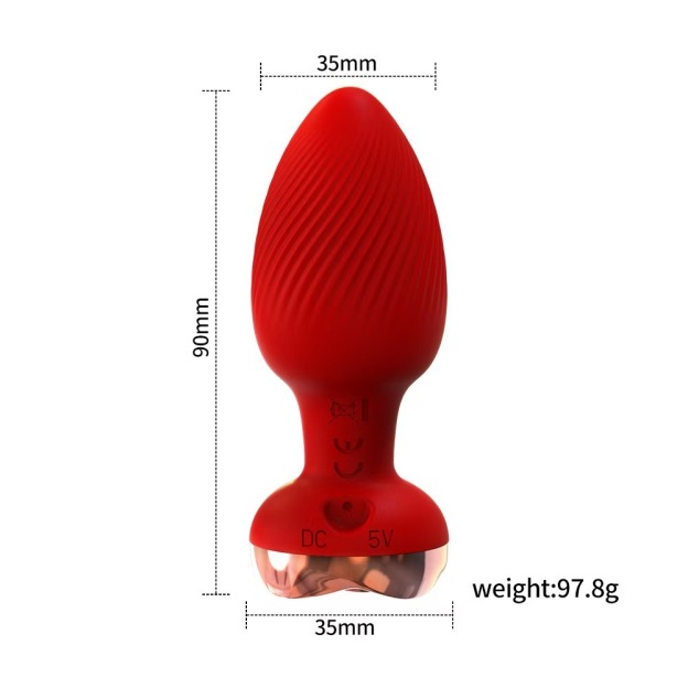 Rose Style Sex Toy Anal Plug Vibrator With Remote Wireless Control 