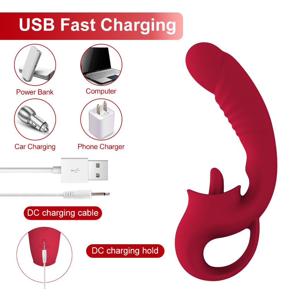 Waterproof Dildo Vibrator with Clit Licking Tongue – 10 Vibration Modes for Her