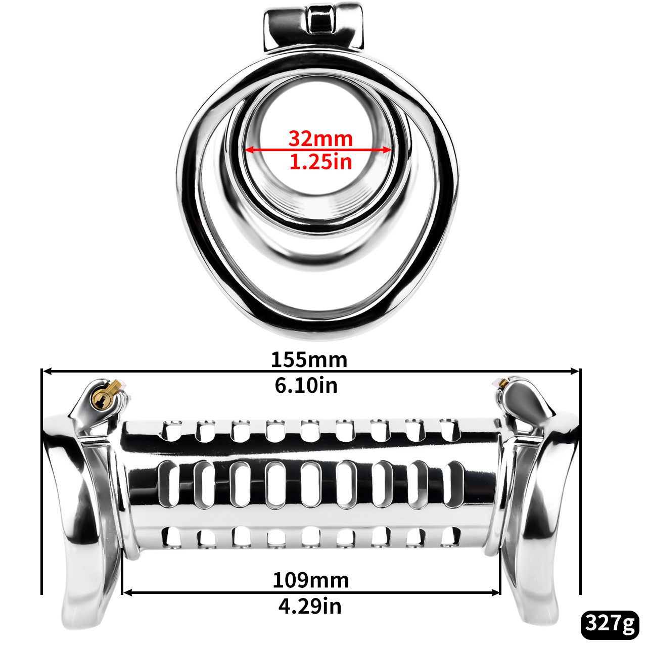 LustLink Duo Stainless Steel Duet Chastity Cage Locking Cock Ring-WeLovePlugs
