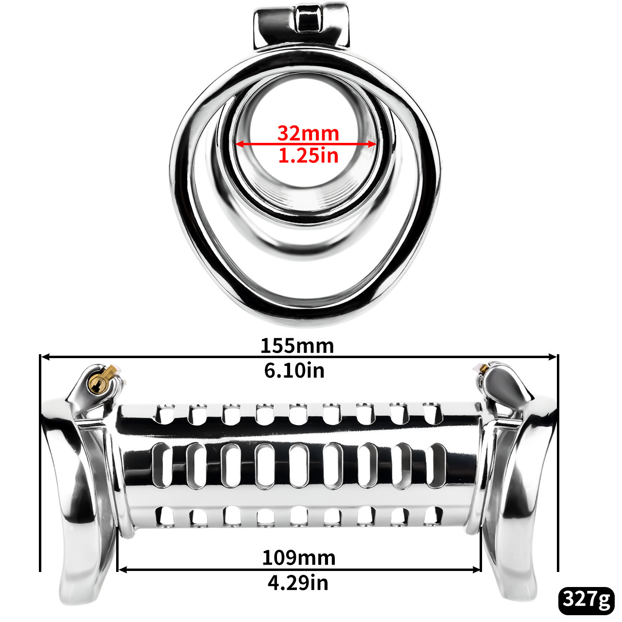 LustLink Duo Stainless Steel Duet Chastity Cage Locking Cock Ring-WeLovePlugs
