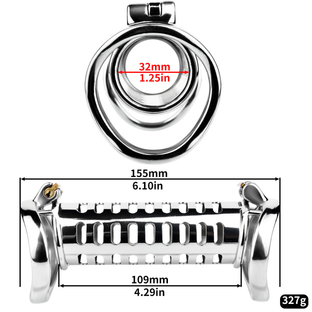 LustLink Duo Stainless Steel Duet Chastity Cage Locking Cock Ring-WeLovePlugs