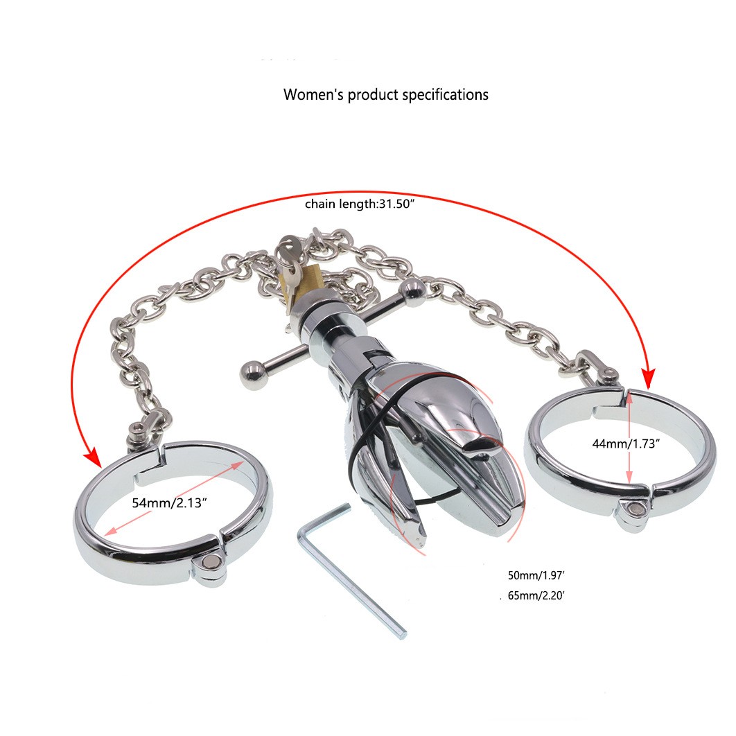 BDSM Gear Handcuffs with Locking Butt Plug Anal Dilator -WeLovePlugs