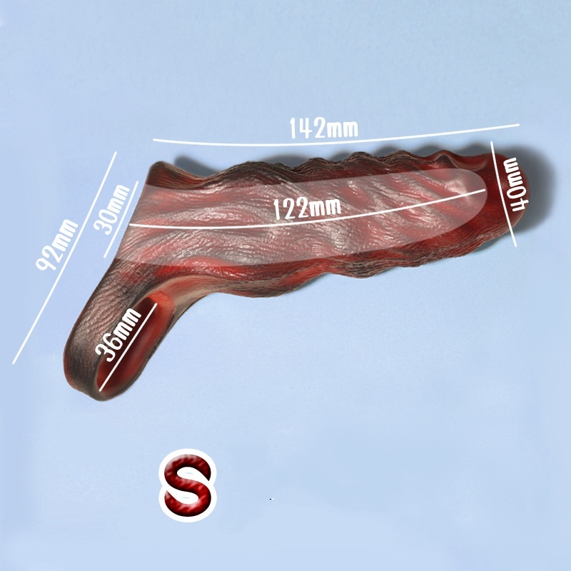 Alien Spike Sleeve – Ultra Thin Liquid Silicone Enhancer - Black & Red - S - image 6