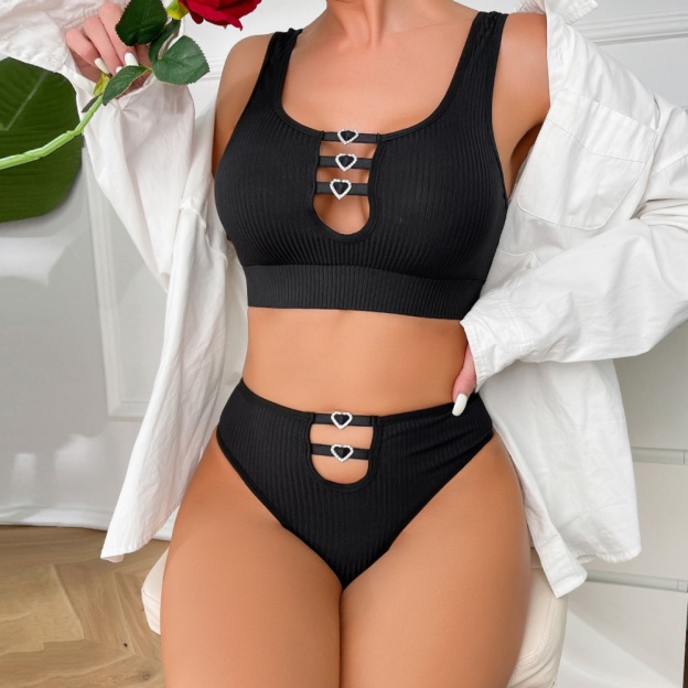 Sheer Lace Lingerie Set for Women – Deep V Teddy with G-String Panties-WeLovePlugs