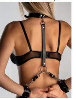 BDSM Handcuffs with Collar Bondage Gear Lingerie Harness