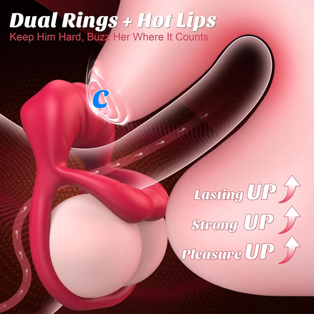 Rose Vibrating Cock Ring with Sexy Licking Clitoris-WeLovePlugs