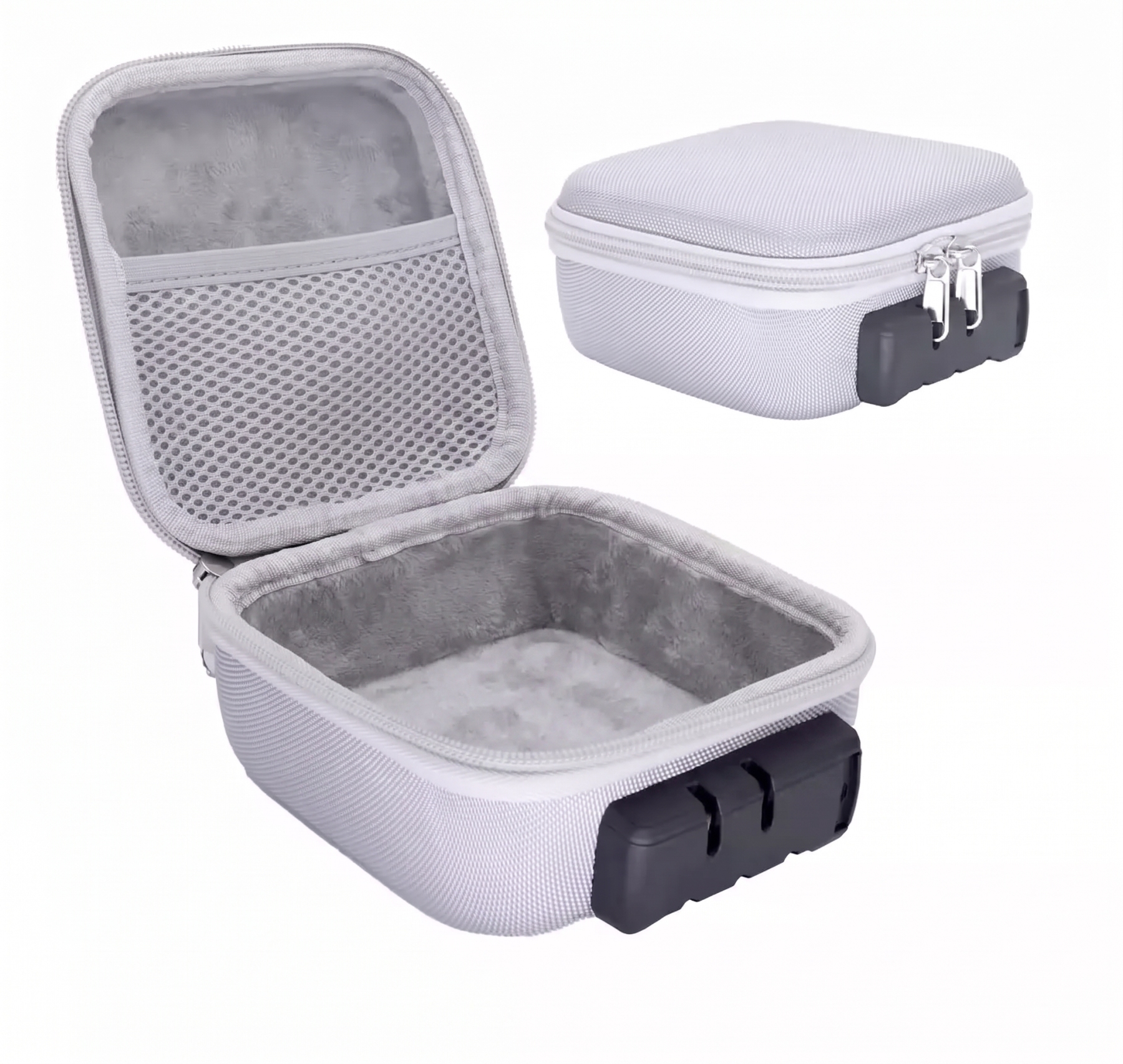 1pc Locking Storage Box - Light Gray - image 1