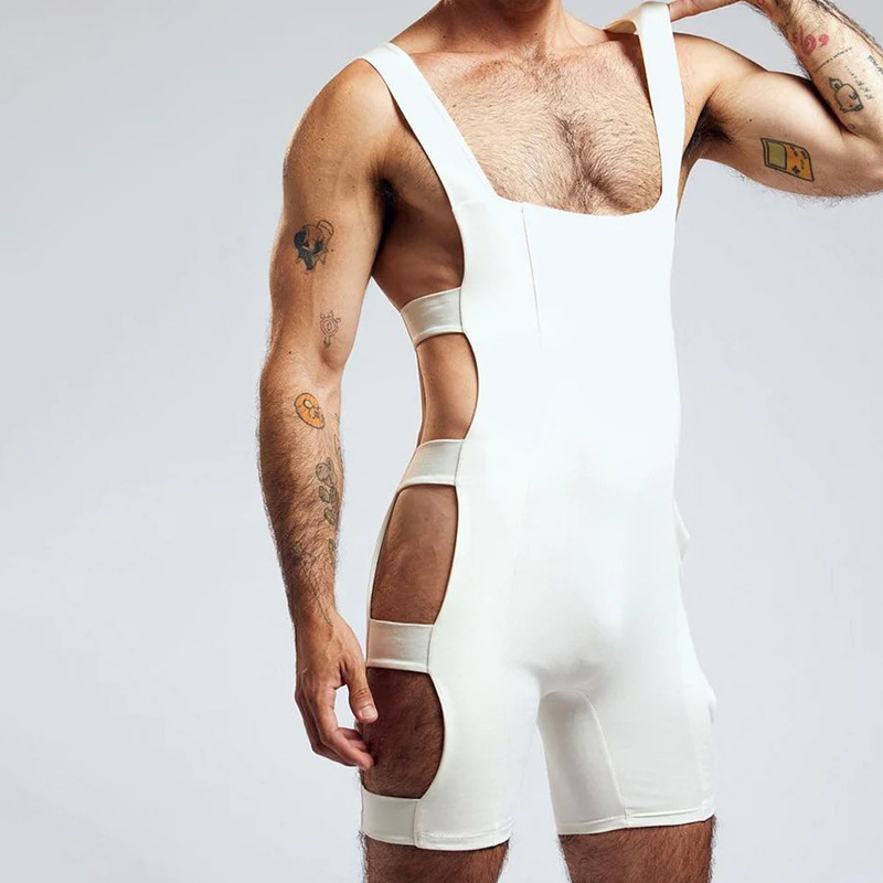 Sexy Hollow OutSlim ElasticBodysuit  - White - XXXL - image 2