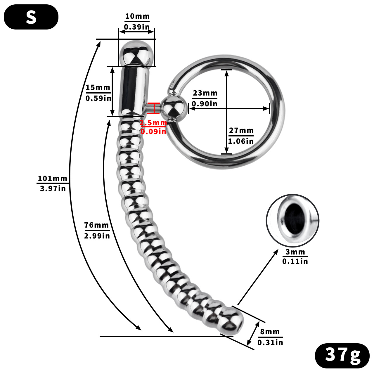 Penis Plug Stick Cock Ring - S - image 2