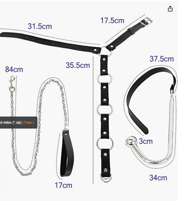 BDSM Handcuffs With Collar And Butt Plug Hook -WeLovePlugs