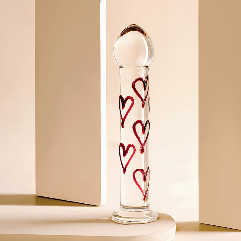 Luxury Glass Dildo with Red Heart Tip – G-Spot & Anal Pleasure Toy-WeLovePlugs