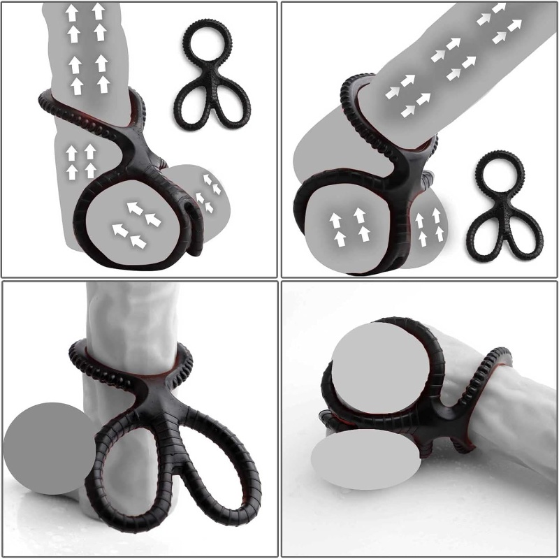 Cock Ring Silicone Scissor Triple Ring Waterproof High Elasticity