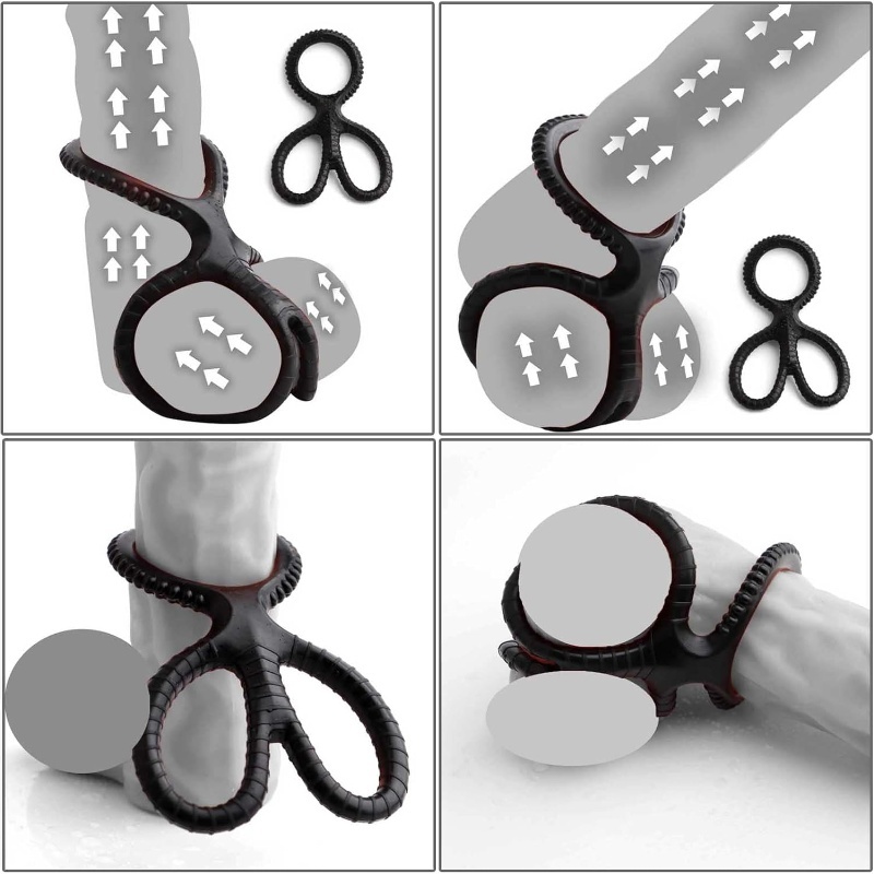 Cock Ring Silicone Scissor Triple Ring Waterproof High Elasticity