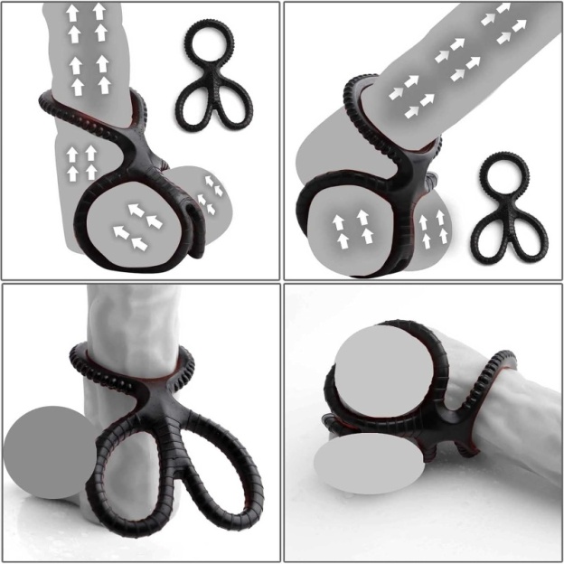 Cock Ring Silicone Scissor Triple Ring Waterproof High Elasticity