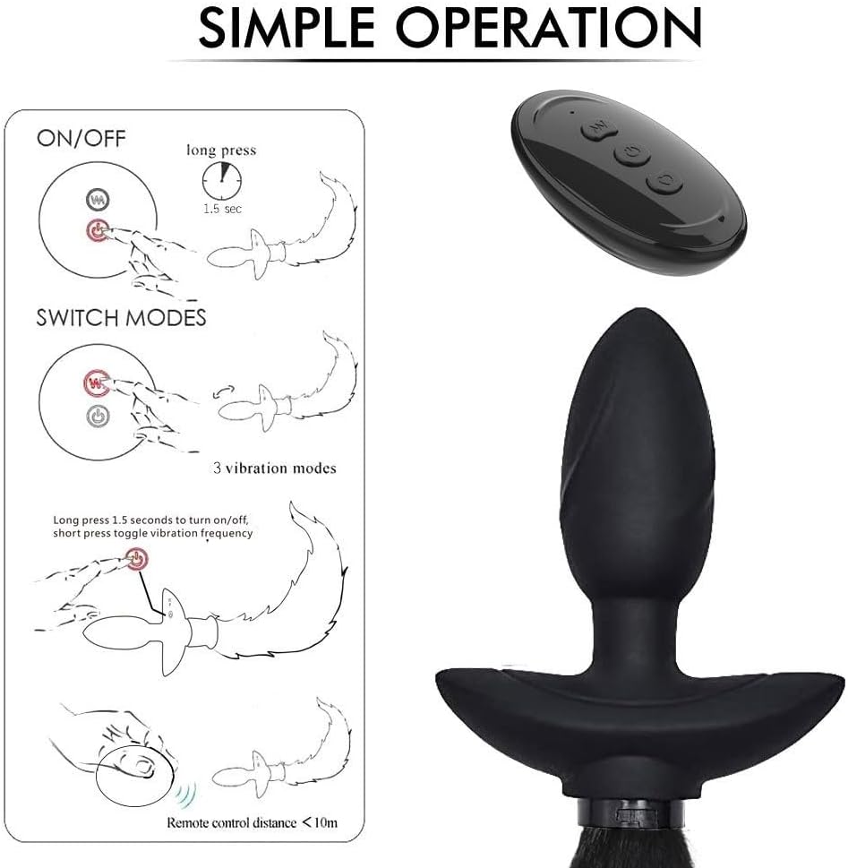 Remote Vibrating Foxy Butt Tail Silicone Anal Plug 