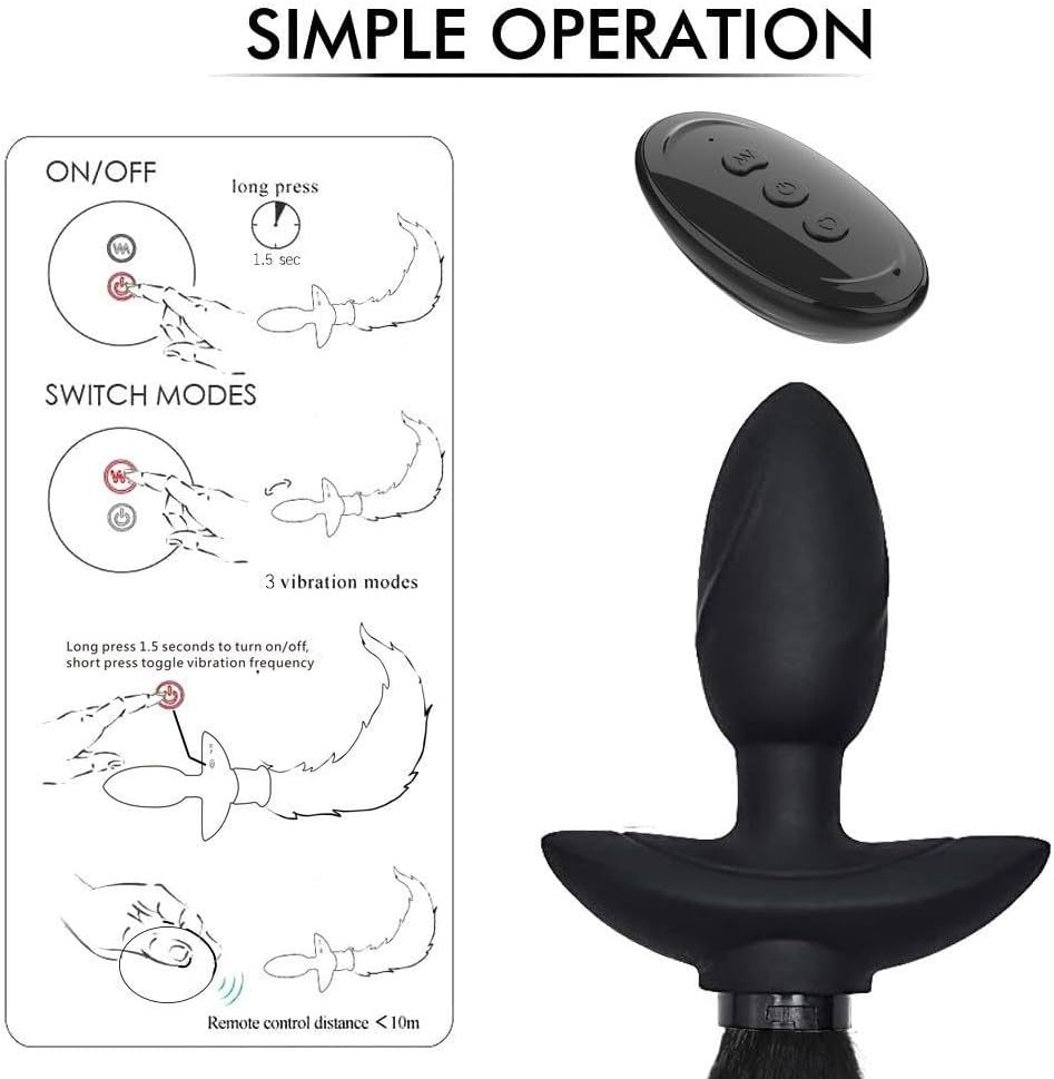 Remote Vibrating Foxy Butt Tail Silicone Anal Plug