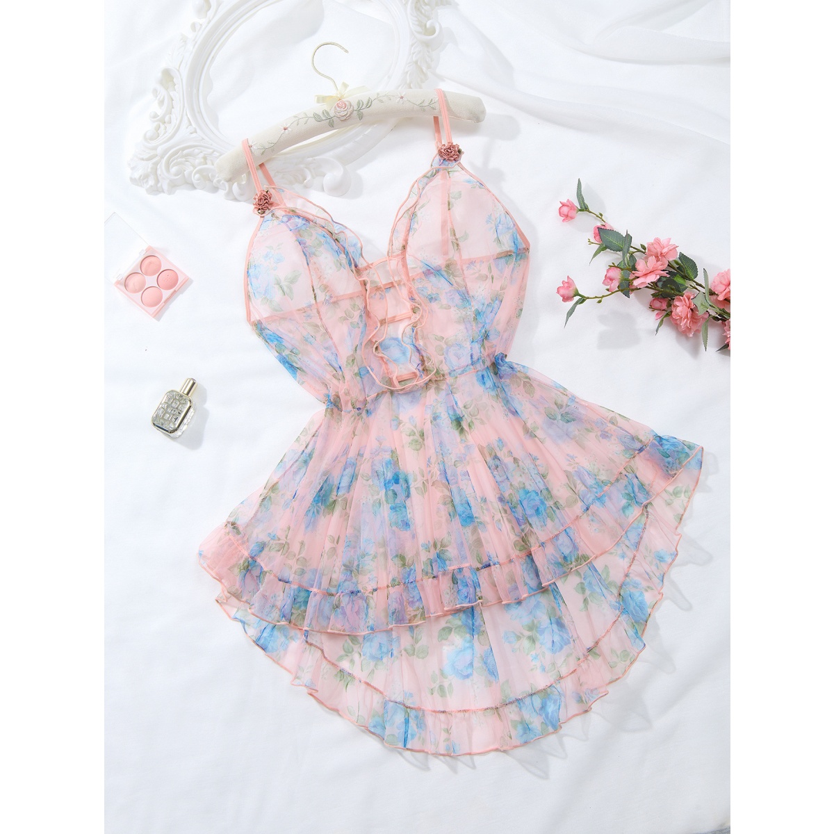 Plus Size Floral Lingerie Sexy Nightdress – Curve-Hugging Sleepwear for Women-WeLovePlugs