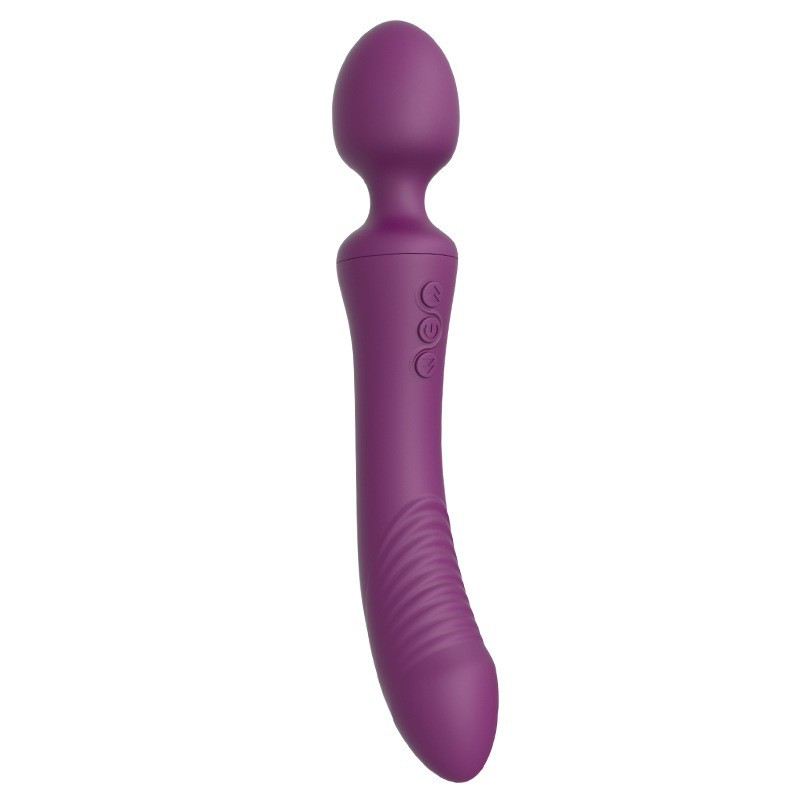 Dual Vibrator Powerful Magic Wand Clitoris Vagina Massager Anal Plug - Purple - image 5