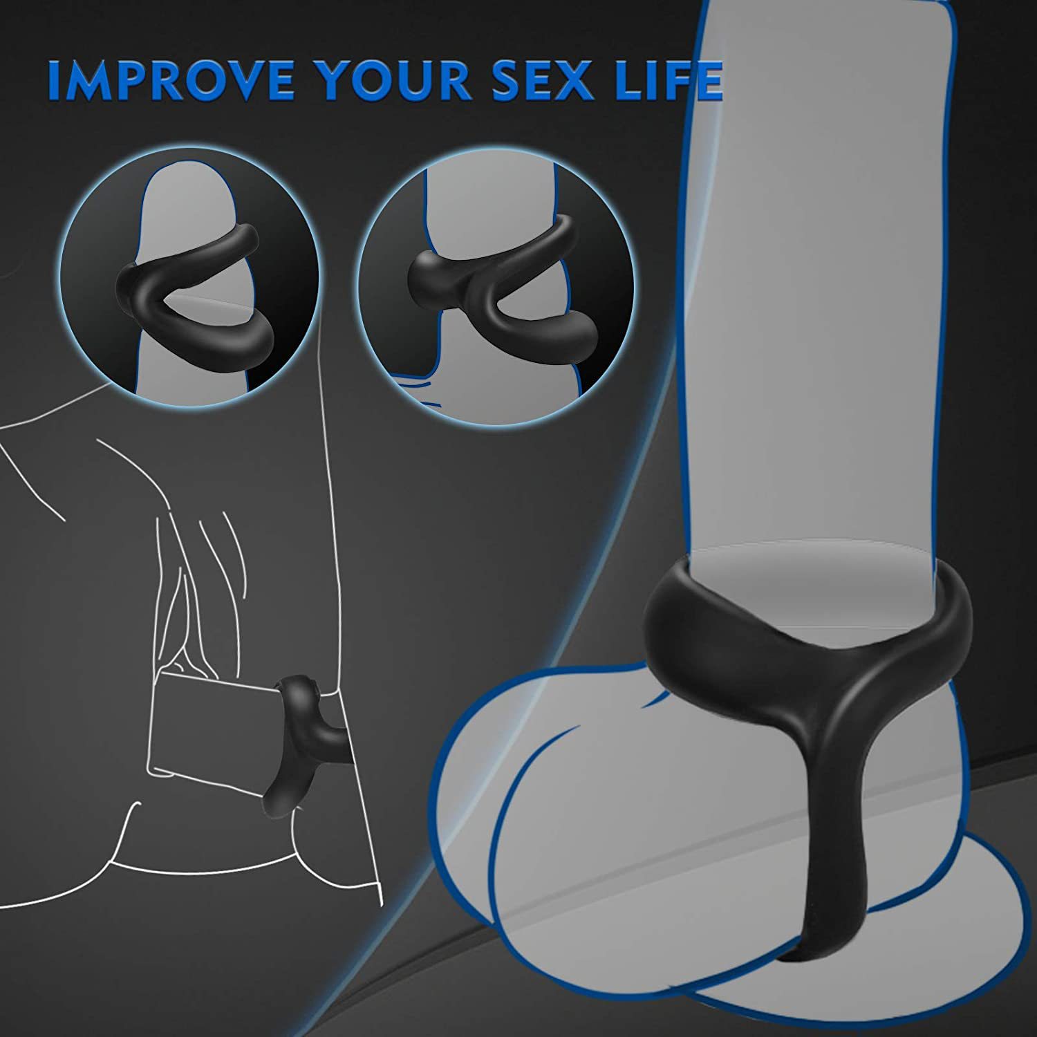 Double Cock Ring for Men – Stretchy Silicone Erection Enhancer & Delay Ejaculation Support-WeLovePlugs
