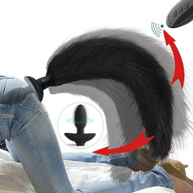 Remote Vibrating Foxy Butt Tail Silicone Anal Plug 