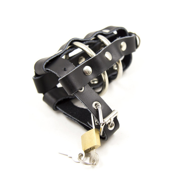 Sissified Leather Buckling Chastity Cock Cage -WeLovePlugs