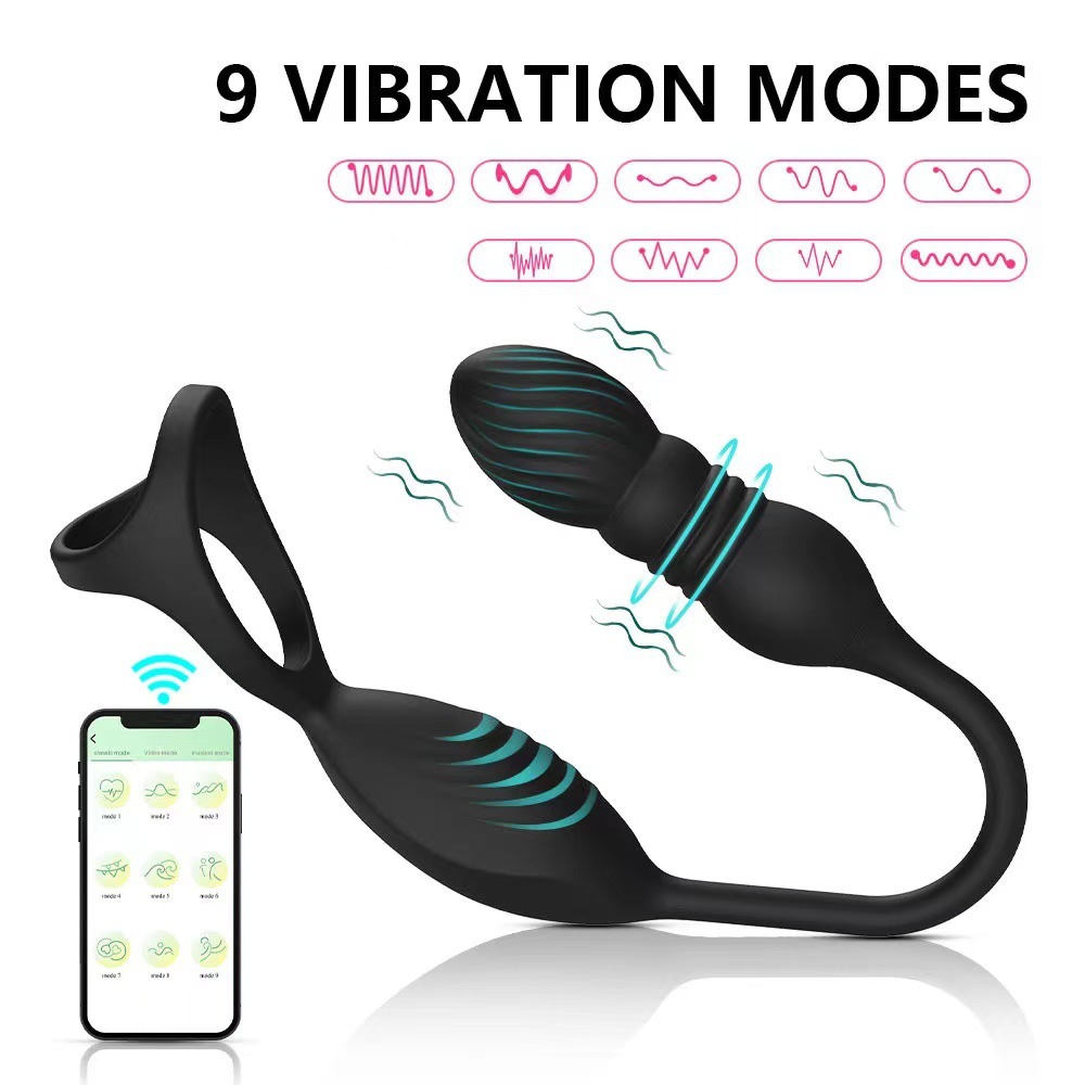 Auto-Sizing Vibrating Prostate Plug - Telescopic Anal Stimulator with 10 Vibration Modes