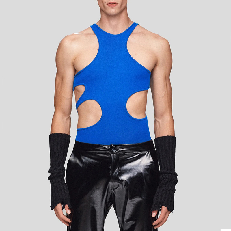 Men's Sexy and Fun Lingerie Vest T-Shirt - Blue - XXL - image 3