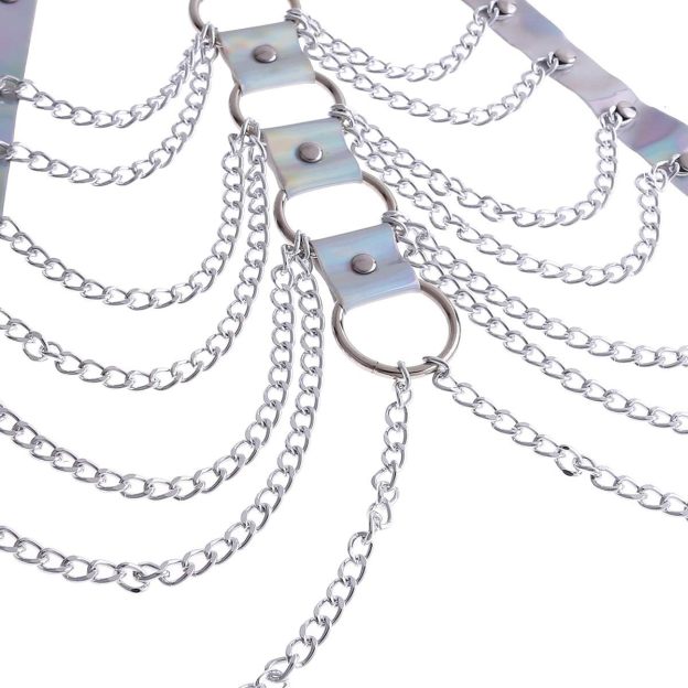 Laser-Cut Body Chain Harness Lingerie