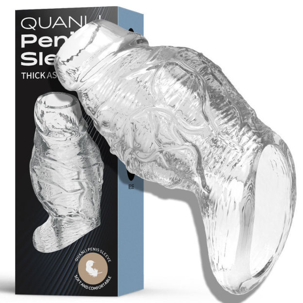 Punch-Style Studded Open-Head Penis Sleeve - Clear - image 7