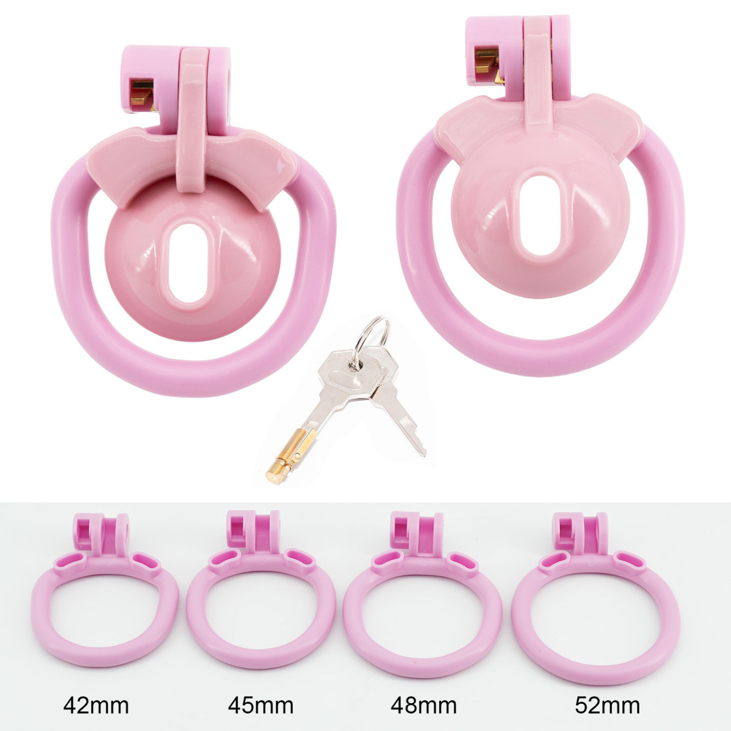 Pink Sissy Chastity Cage with 4 Rings -WeLovePlugs