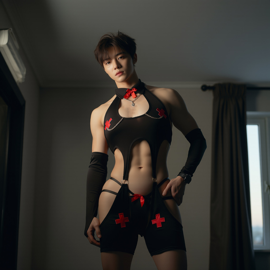 Tempting Cutout Bodysuit with Thong & Arm Sleeves - image 1