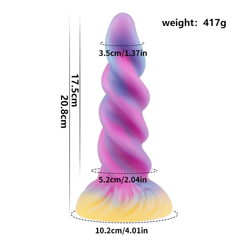 8.58'' Fantasy Monster Dildo with Multi-Texture Design & Glow-in-the-Dark Effect - Multicolor - image 3