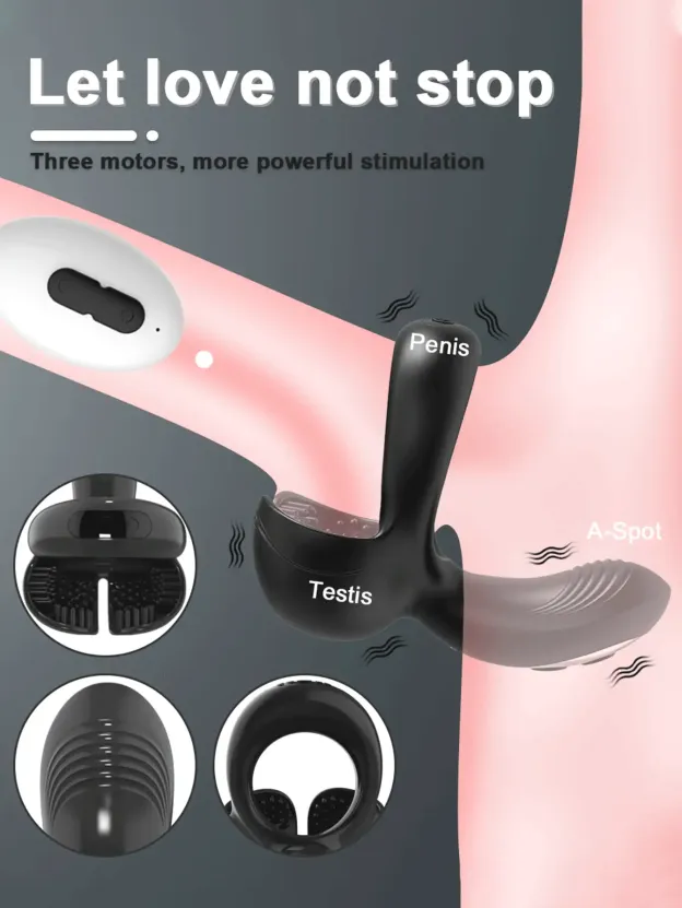 Men's Vibrating Cock Ring with Perineum & Testicle Stimulation-WeLovePlugs