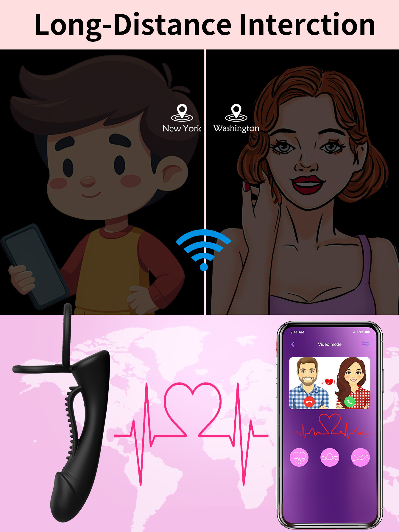 SyncPlay Dual Ring Vibrator App Control Penis Sleeve-WeLovePlugs