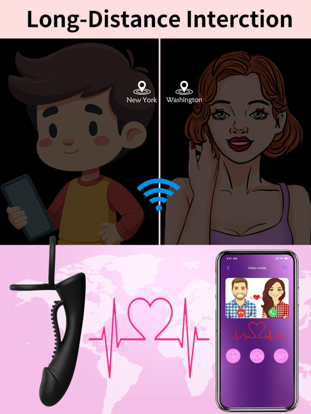 SyncPlay Dual Ring Vibrator App Control Penis Sleeve-WeLovePlugs