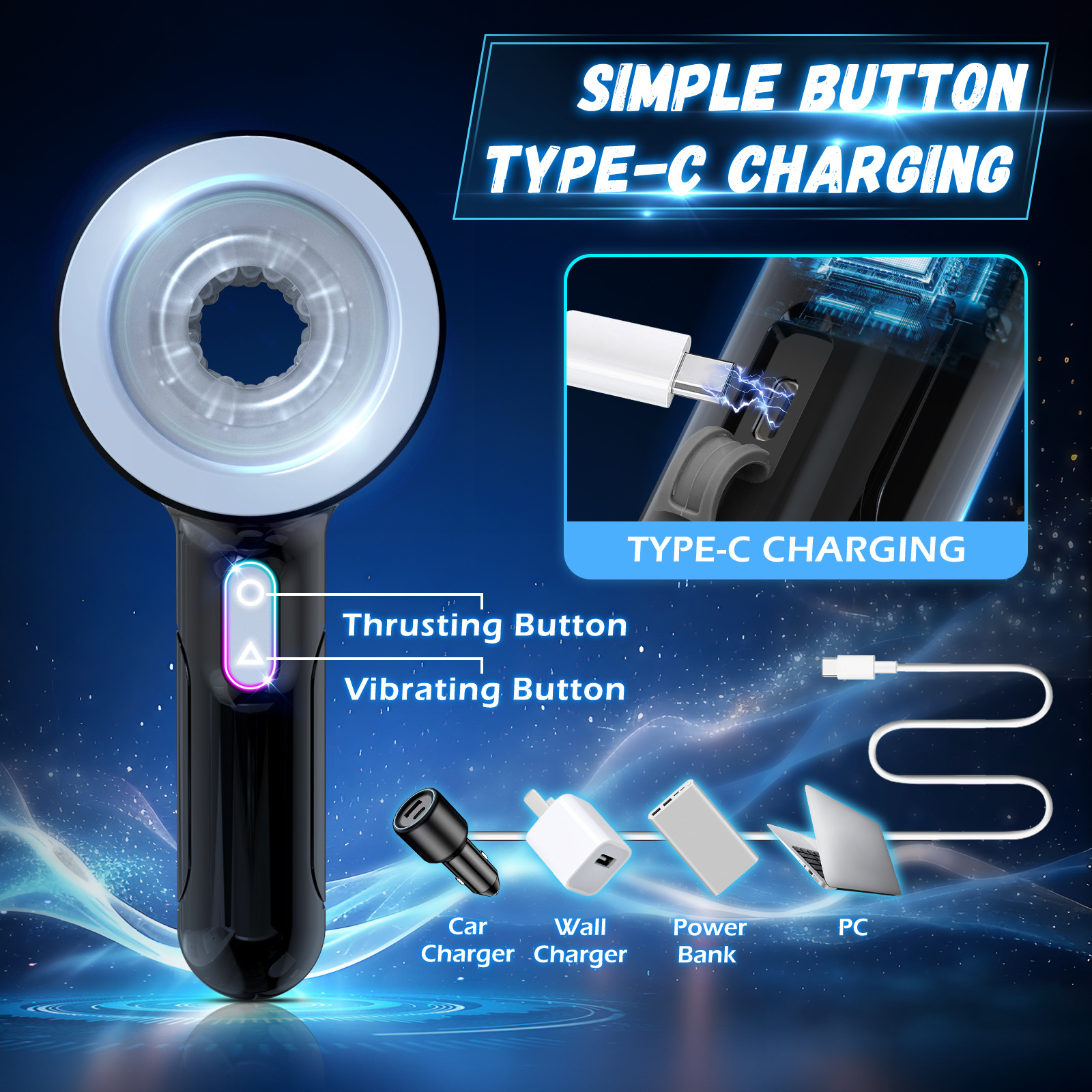 Automatic Thrusting Male Blowjob Open-ended Massager-WeLovePlugs