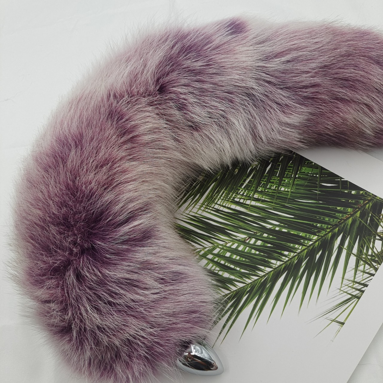 Soft Lavender Purple Handmade Detachable Plug Fox Tail - 50cm - 50 cm Tail · 4.0 cm Plug - image 1