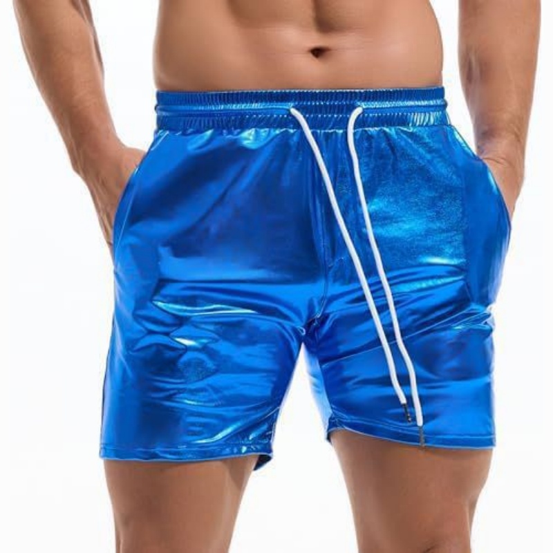 Men's Metallic 5" Holographic Rave Shorts with Drawstring - Blue - 2XL - image 11