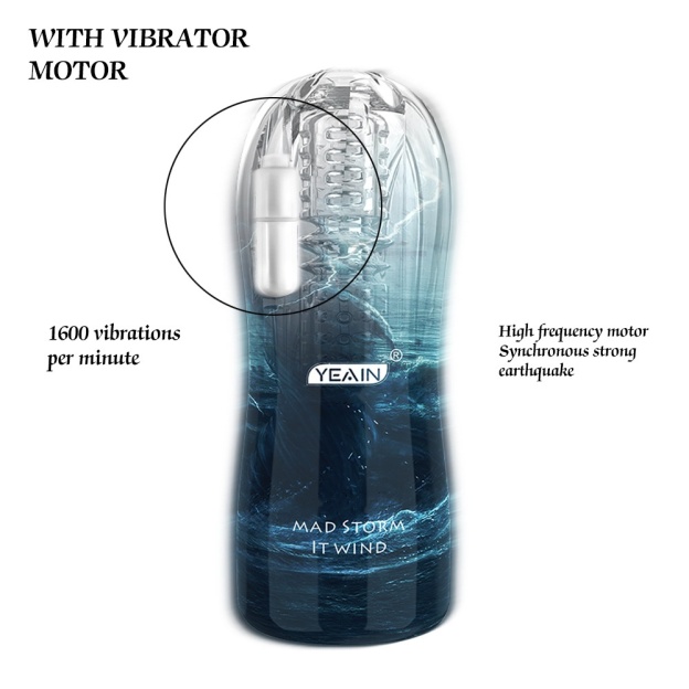 Male Masturbator Cup Soft Silicone Massager for Men Toys-Blue With Vibrations-WeLovePlugs