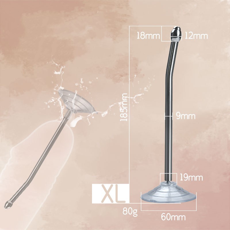 Stainless Steel Urethral Sound with Suction Bottom -WeLovePlugs