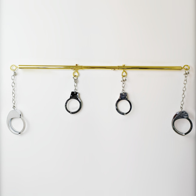 SM Restraints Golden Spreader Bar Handcuffs Shackles -WeLovePlugs
