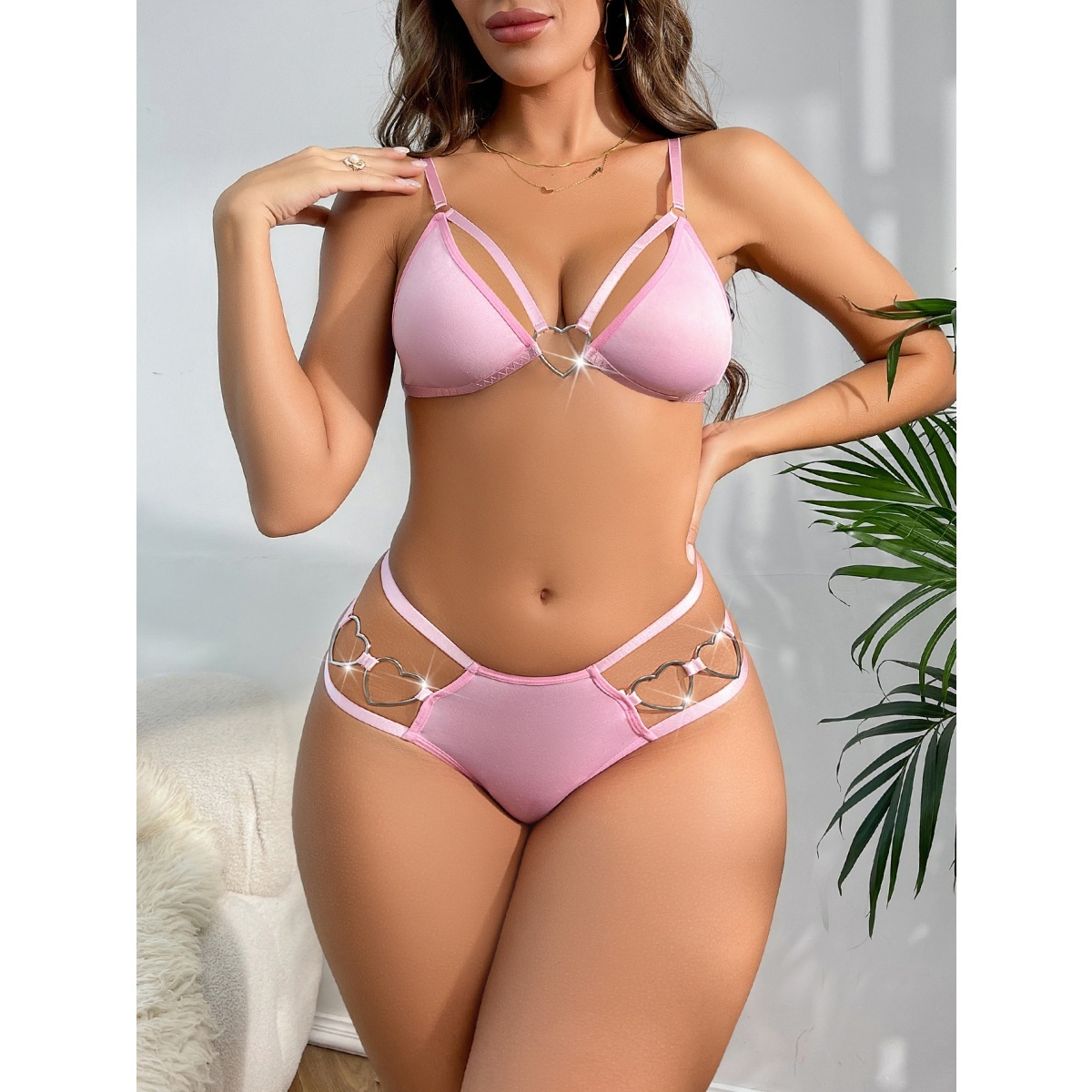 Heart Ring Linked Cut Out Lingerie Set-WeLovePlugs