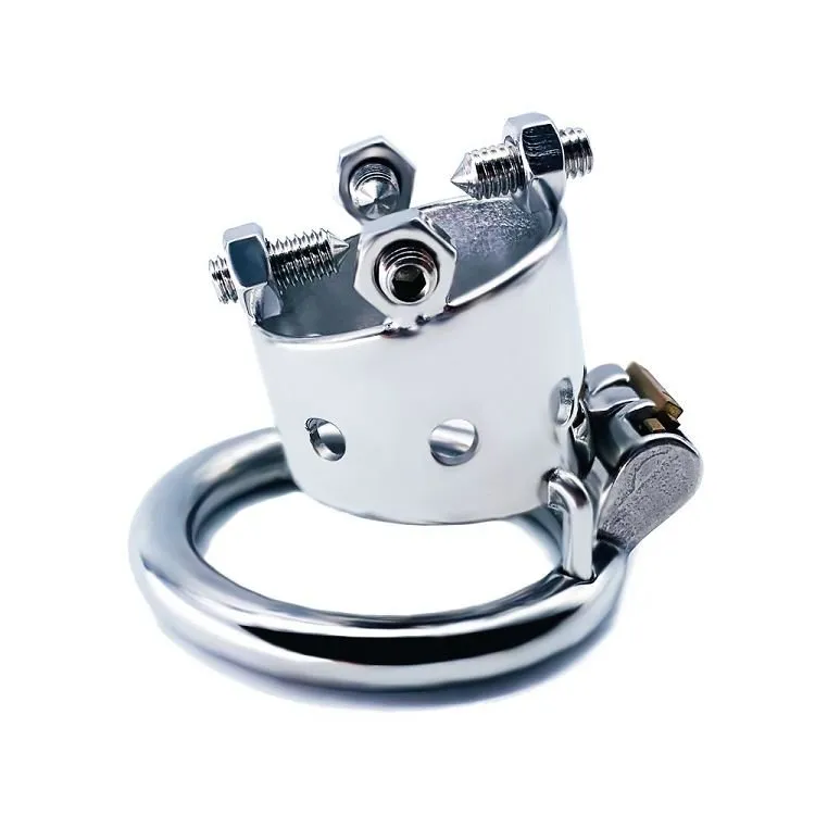 Stainless-steel Chastity Cage With Spiked Screws-WeLovePlugs