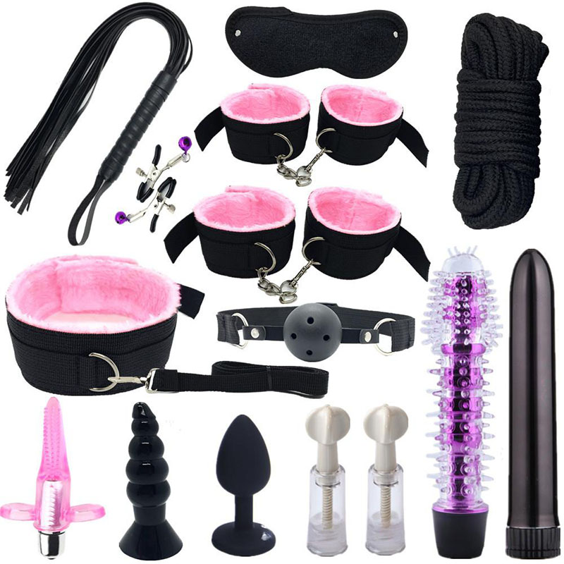 Bdsm Bed Straps Restraints Sex  15 Pcs Set - Pink - image 2