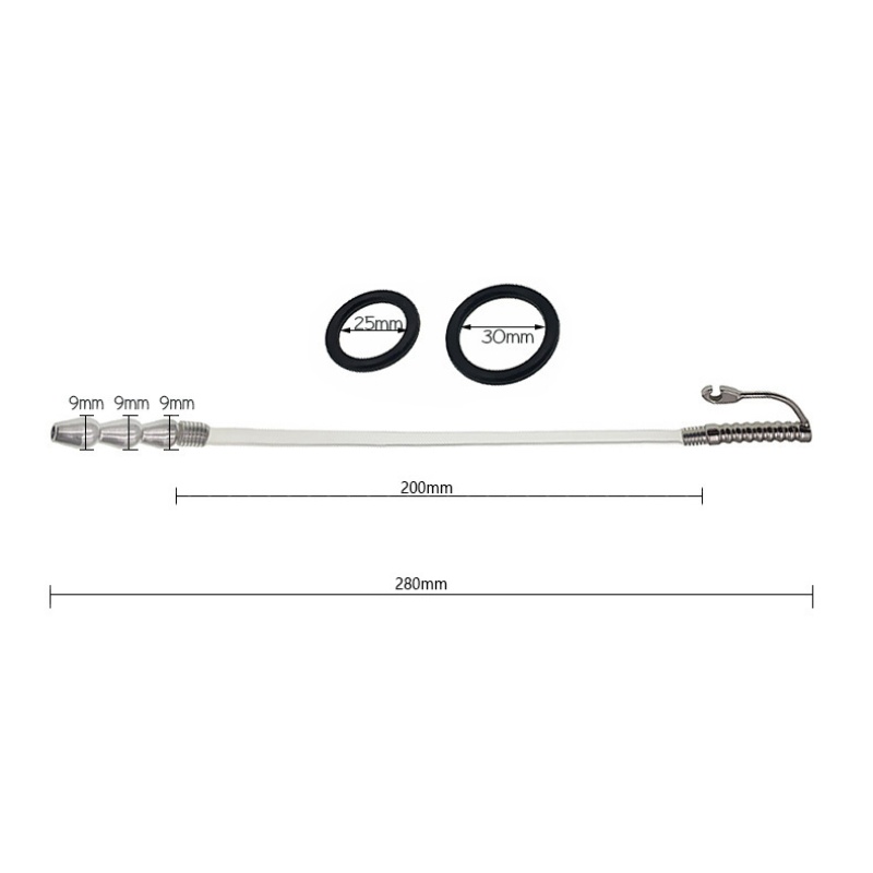 Stainless Steel Beginner Dilator 11'' with 1.18"/0.98" Rings-WeLovePlugs