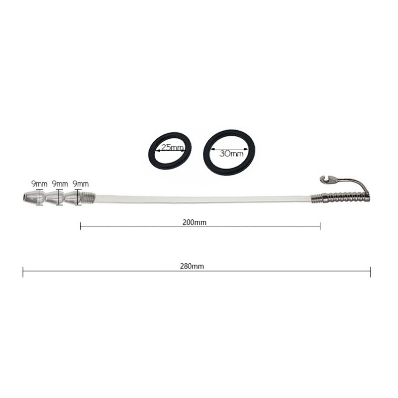 Stainless Steel Beginner Dilator 11'' with 1.18"/0.98" Rings-WeLovePlugs