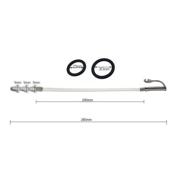 Stainless Steel Beginner Dilator 11'' with 1.18"/0.98" Rings-WeLovePlugs