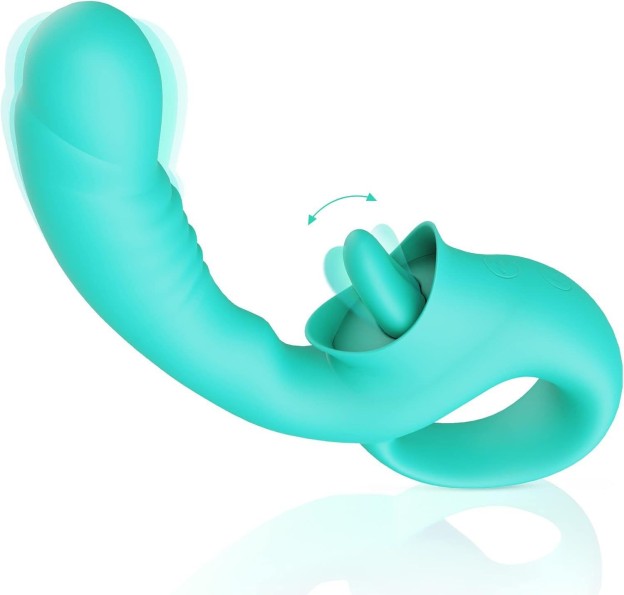 Waterproof Dildo Vibrator with Clit Licking Tongue – 10 Vibration Modes for Her-WeLovePlugs