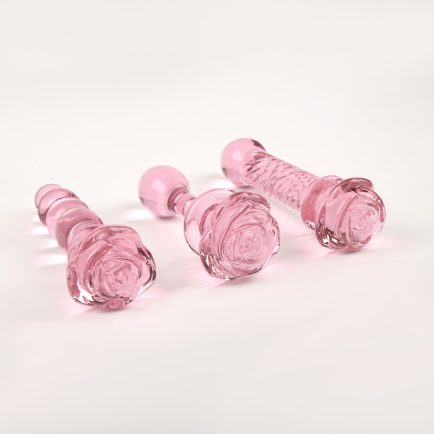 Pink Rose Glass Dildo - image 2